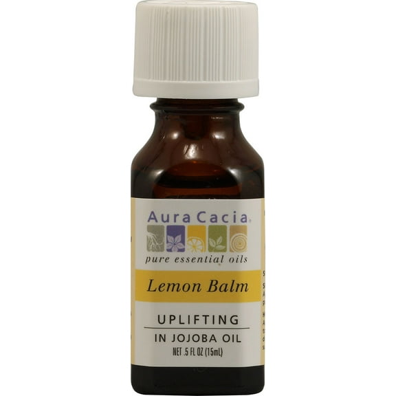 Aura Cacia Pure Essential Oil Lemon Balm in Jojoba Oil -- 0.5 fl oz