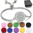 thumbnail image 1 of JEAN SMILE Essential Oil Diffuser Bracelet Aromatherapy Locket Scent Bracelet Adjustable Bracelet Styles Set with 10 Refill Pads，Pads Send a Beautiful Gift Box, 1 of 7