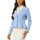 thumbnail image 4 of Blazer corto de trabajo INSPIRE CHIC para mujer con cuello de solapa, manga larga, volantes, chaqueta casual de oficina L azul claro, 4 of 6