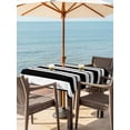 thumbnail image 3 of Outdoor Tablecloth with Umbrella Hole for Patio/Picnic/Party/Camping, Black Striped Waterproof Table Cloth Square Cover Washable, Blue Geometric Line Stripes Farmhouse (54"x 54"), 3 of 9