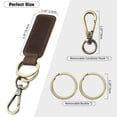 thumbnail image 2 of SUGUANGHUI Genuine Leather Car Keychain, Universal Key Fob Keychain, Leather Key Chain Holder for Men and Women, 2 Keyrings and Carabiner Clip, JC306-Brown, 2 of 7
