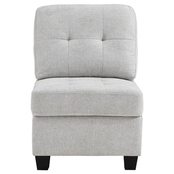 Seh Armless Modular Sofa Chair with Plush Cushions- Soft Light Gray Fabric