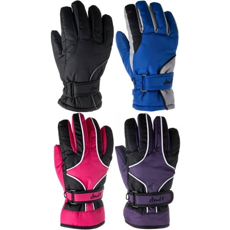 Cloud 9- Kids Cold Weather Waterproof Thinsulate Ski Gloves Girls Boys 3M Thinsulate Lined Kids Ski Gloves (Price for 1 Pair, Choose your color)