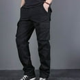 thumbnail image 4 of Yaoyar Mens Cargo Pants Casual Joggers Sweatpants Elasticated Waist Workout Hiking Pants with Multi-Pockets(Black,2XL), 4 of 7