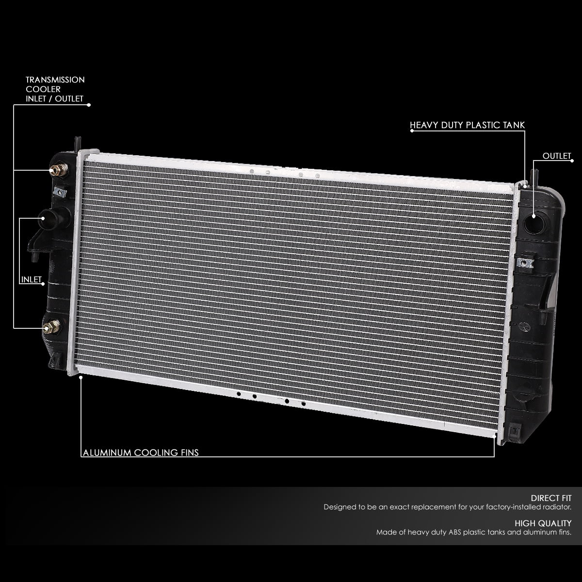 DNA Motoring OEM-RA-2513 Aluminum Radiator For 2001-2004 Cadillac Seville AT 02 03
