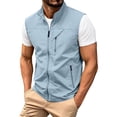 thumbnail image 3 of Awwp Men's Lightweight Vest Sleeveless Outdoor Work Jacket for Travel Hiking Running Multi-Pocket Utility Vest Light Blue Size: M, 3 of 10