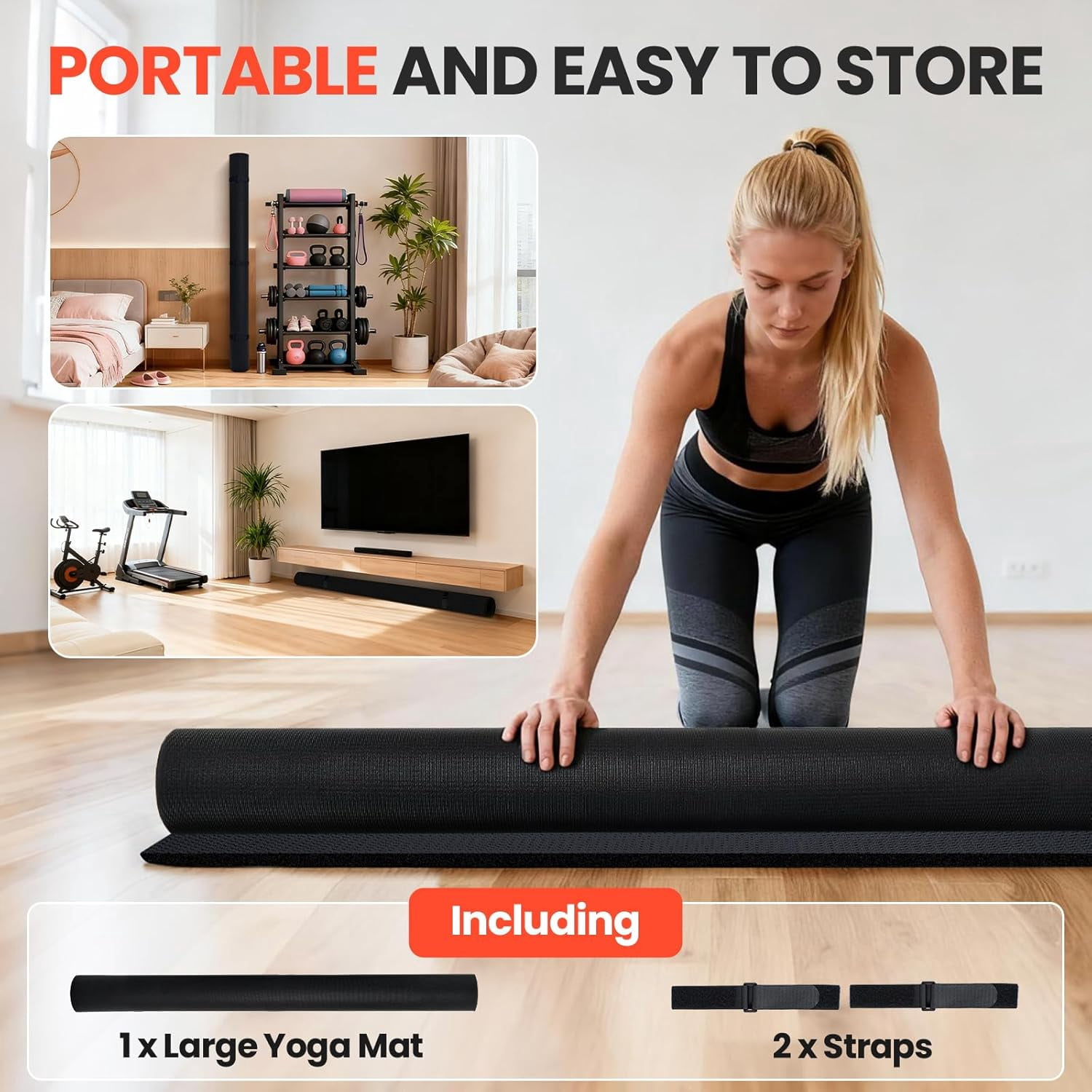 THAILE  Extra Large Exercise Mat, 7'x5' Extra Thick Workout Mats for Home Gym Flooring, Non-Slip, Ultra Durable, High-Density Gym Mat for Cardio,Yoga, Jump Rope, MMA, Weights