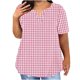thumbnail image 1 of Camisetas Casuales de las Mujeres Largo Casual Impreso Cuello Redondo Suelto Top, Camiseta de Verano de Manga Corta, 1 of 5