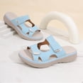 thumbnail image 4 of Pandaie Womens Fashion Orthotic Slides Plantar Fasciitis Arch Support Slip on Flat Sandals Ladies Soft Cushion Yoga Mat Slippers with Adjustable Straps Blue 9, 4 of 7