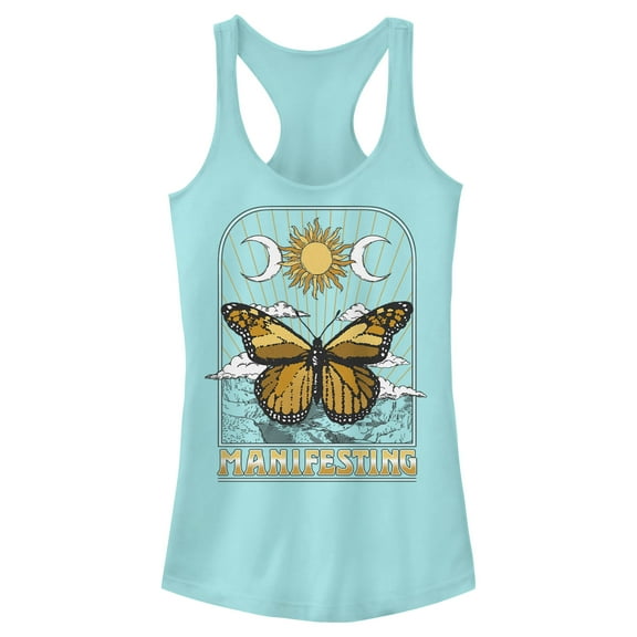 Junior's Lost Gods Manifesting Butterfly Racerback Tank Top Cancun Medium