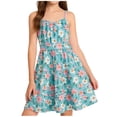 thumbnail image 2 of WRKEKC Girls Floral Dress Sleeveless Smocked Waist Adjustable Spaghetti Strap Casual Mini Dress for 7-16 Years, 2 of 6