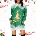 thumbnail image 2 of Women's Casual Christmas Printed Hoodie Dress Featuring Festive Gold Tree Design for Holiday Season Comfort, 2 of 2