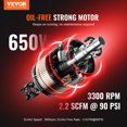 thumbnail image 2 of Compresor de aire VEVOR con tanque de acero de 4.6 galones, 1 HP, 2.2 CFM @90 PSI, 2 of 9