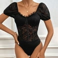 thumbnail image 2 of HBFAGFB Combinaison Mode Femme en Dentelle à Manches Courtes avec Bas Triangle Noir Taille m, 2 of 8