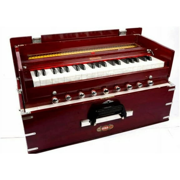 BINA Portable 9 Stopper Multifold Bellow 42 Keys Two Reeds 3 Octave Harmonium