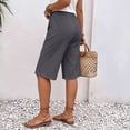 thumbnail image 5 of VBVC Women's Cotton Linen Drawstring Bermuda Shorts , Casual Knee Length Shorts For Women , Ladies' Summer Straight Leg Shorts with Pockets,Dark Gray,S-3XL, 5 of 9