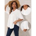 thumbnail image 2 of DARING DIVA Women's Casual Button Down Tunic Tops with Ruffle Cuffs XS White, 2 of 6