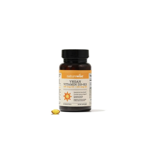 Suplemento NatureWise de vitamina D3 + K2 de 5000 UI y cápsulas blandas de 100 mcg