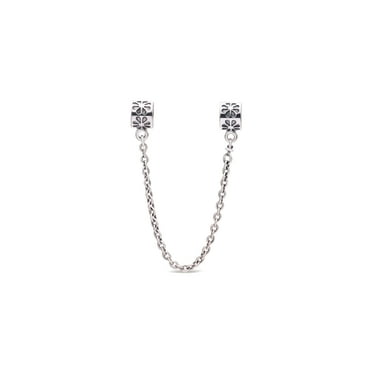 Pandora Silver Flower Charm With Safety Chain