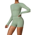 thumbnail image 1 of Nituyy Ensemble de Yoga Deux Pièces pour Femmes Manches Longues Col Rond Hauts et Shorts Tenue Active, 1 of 6