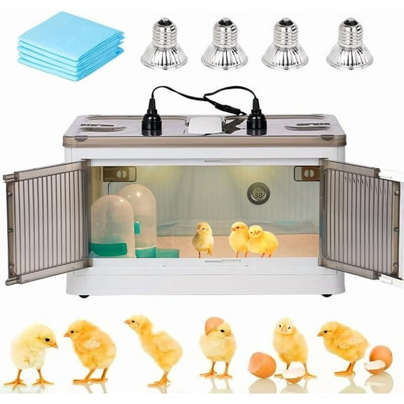 Brooder Box for Chicks Quail Brooder Box with Thermostat Poultry Heater Breeding Box with Feeder and Water for 15 Chicks Quails Ducks Parrots and Hamsters