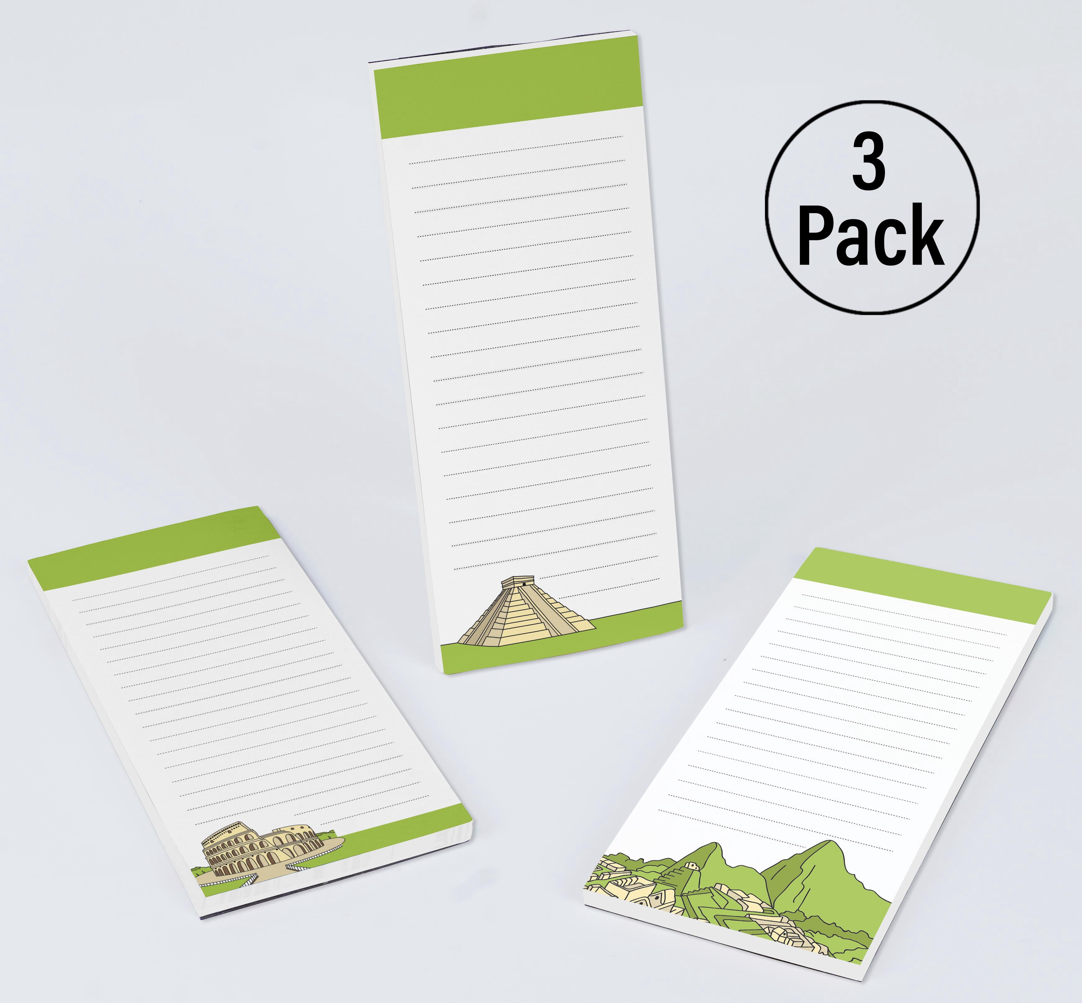 Inkdotpot Pack of 3 Magnetic Fridge To-Do List Notepads- Magnetic Memo Pads For Refrigerator-(50 Sheets Each)-T9