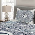 thumbnail image 2 of Ambesonne Moon Quilted Coverlet 2 Pcs, Circle Form, Twin Size, Dark Blue White Teal, 2 of 4