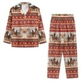 thumbnail image 3 of Renewold Comfort Southwest Aztec Horse Pajamas Pants Set Women Button Down Dailywear Tredny Long Sleeve Sleepwear 2 Pack Soft Home Life Nightwear Thermal Loungewear Size XS, 3 of 6
