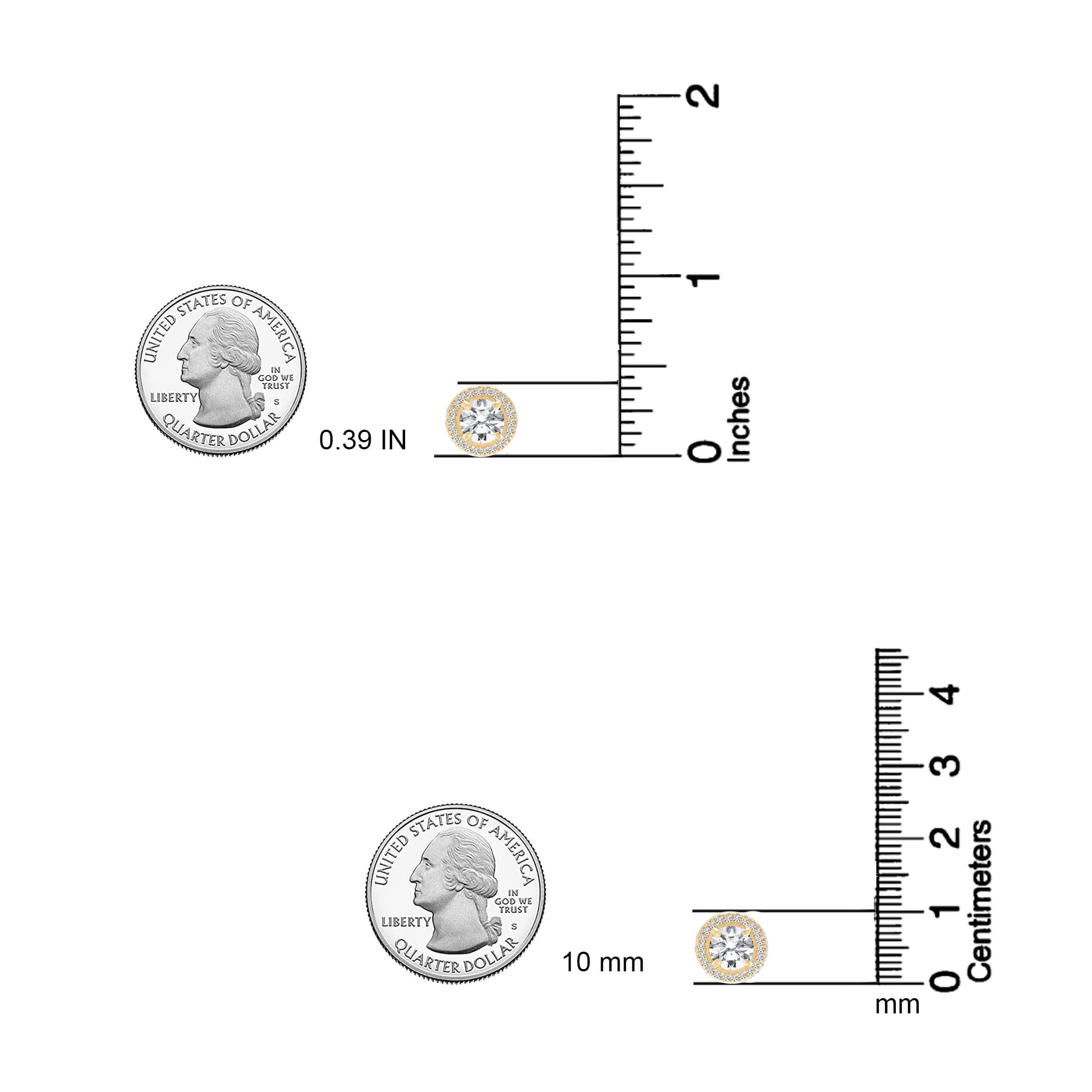 LeCalla 925 Sterling Silver 14K Gold-Plated Brilliant Round Cubic Zirconia Halo Post Stud Earrings for Men Women and Teen 15MM
