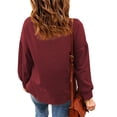 thumbnail image 3 of Hanerdun Women Turtleneck Blouse Female Long Sleeve Drawstring Pullover Shirt Red L, 3 of 6