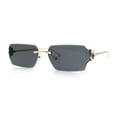 thumbnail image 3 of Womens Rimless Rectangle Serpent Jewel Hinge Metal Rim Sunglasses Gold - Black, 3 of 6