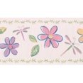 thumbnail image 1 of Jaune Rouge Violet Fleurs Libellule Lady Bugs Rougir Rose Papier Peint Frontière pour les Enfants, Rouler 15' x 7'', 1 of 3
