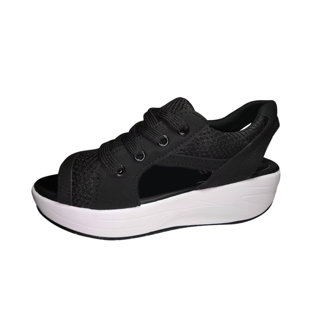 Amzcrzy Zapatos de mujer,Zapatos de mujer,Zapatillas de mujer, Sandalias con cordones para mujer, suela gruesa, tacón bajo, transpirables, de malla, cómodas y casuales. Sandalias Mujer Zapatillas De