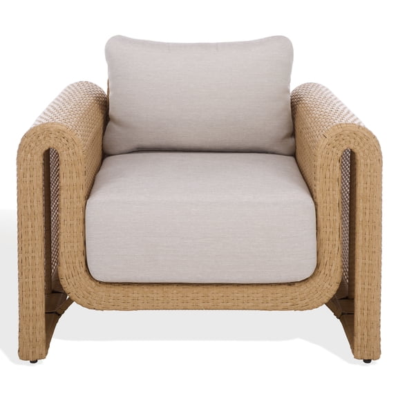 Safavieh Couture Cleandra Coastal Aluminum Patio Chair, Natural/Beige