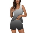 thumbnail image 2 of Roncen Women's Ombre Sleeveless Round-Neck Ruffle Tank Top & Shorts 2-Piece Set - Casual Summer Outfit with Elastic Waist & Breathable Fabric, 2 of 5
