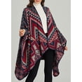 thumbnail image 4 of CoCopeaunt Women Plaid Shawl Wraps Retro Poncho Open Front Cardigan Sweater Cape Large Blanket Scarf, 4 of 7