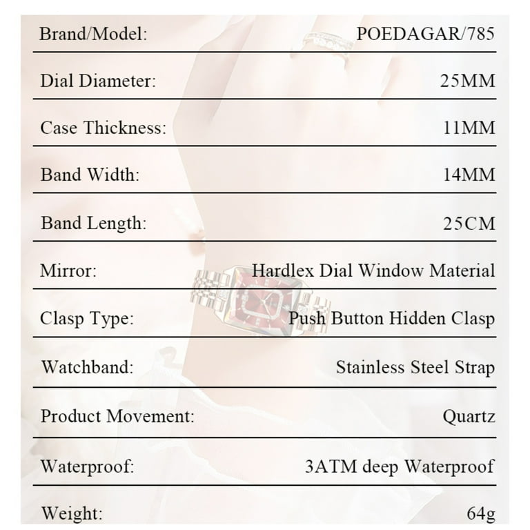 Poedagar Women's Rose Gold Square Dial Quartz Watch photo 3