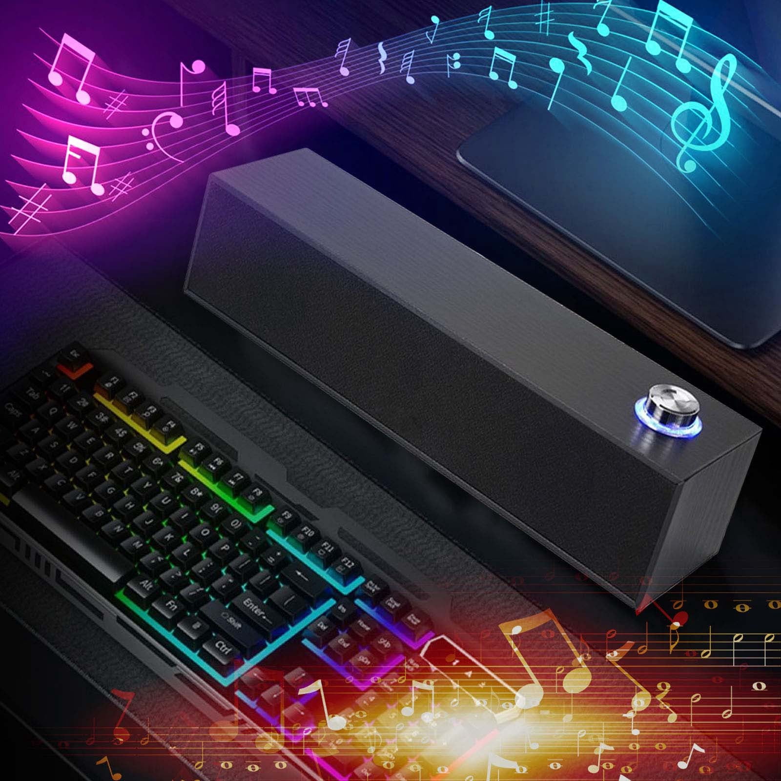 COM1950s Home Speakers Bluetooth Wireless Wired Bluetooth Speaker Multimedia Computer Desktop Long Strip Wooden Speaker Heavy