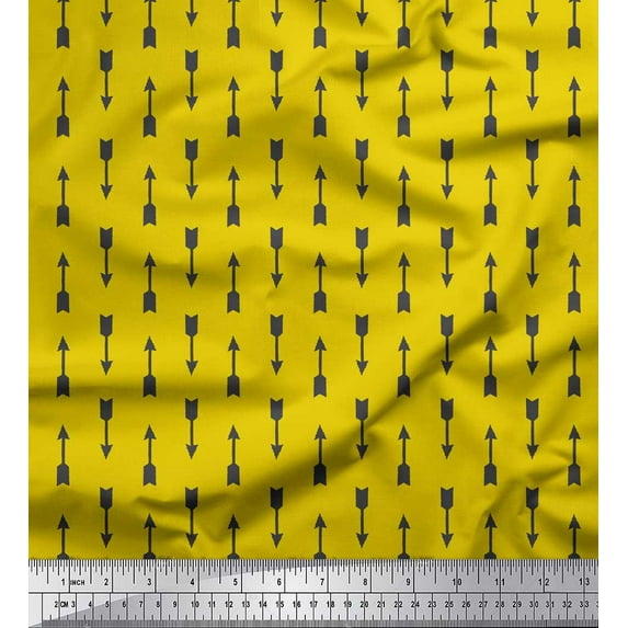 Soimoi Yellow Cotton Jersey Fabric Arrows Arrow Print Sewing Fabric Yard 58 Inch Wide