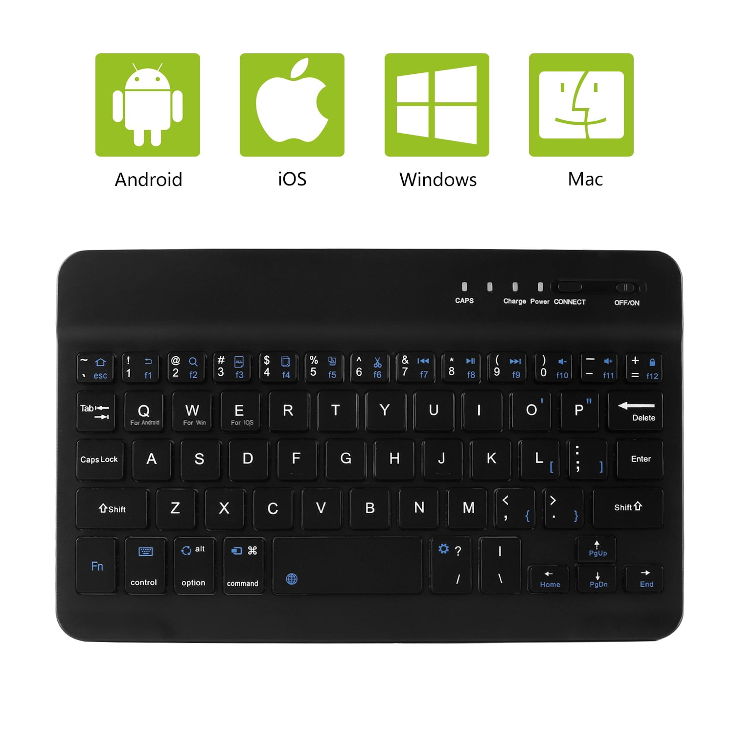 PloutoRich Wireless Keyboard, 7/8 inch Bluetooth Keyboard, Ultra-Thin Rechargeable Keyboard for Laptop Mobile Phone Tablet,Three-system Universal