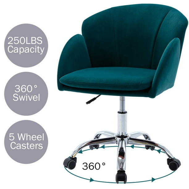 Swivel Accent Chair Modern Velvet Vanity With Wheels Ergonomic Office Arm Padded Back Seat Height Adjustable Mid Computer Desk For Living Room Bedroom Teal Ll09 Com Swivel Accent Chair Modern Velvet, Velvet Vanity Swivel Chair