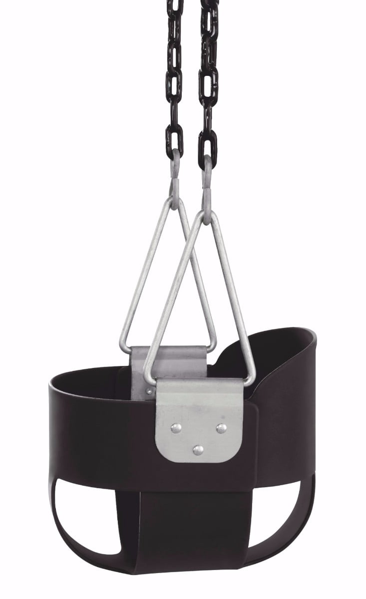 Machrus Swingan High Back, Full Bucket Toddler & Baby Swing with Vinyl Coated Chain - Fully Assembled - Black