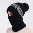 thumbnail image 2 of Womans Winter Warm Neck Guard Head Guard Knitted Hat Scarf Mask In One Hairball Woolen Cap, 2 of 9