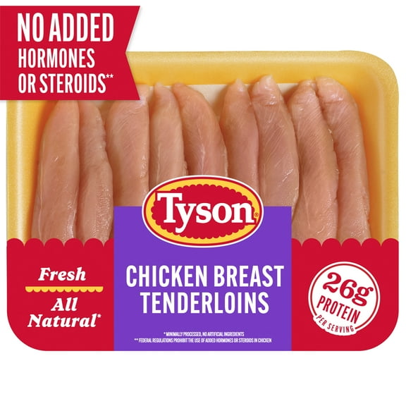 Tyson All Natural, Fresh Chicken Breast Tenderloins, 1.0 - 2.4 lb Tray