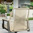 thumbnail image 2 of MF Studio 7-Piece Patio Dining Set, Swivel All-Weather Rattan Rope Chair and Rectangular Table with Umbrella Hole, Outdoor Table and Chairs Set, Black and Beige, 2 of 12