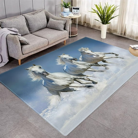 3D Horse Printed Carpet Anti-slip Living Room Area Rug Bedroom Mat Doormat Entrance Floor