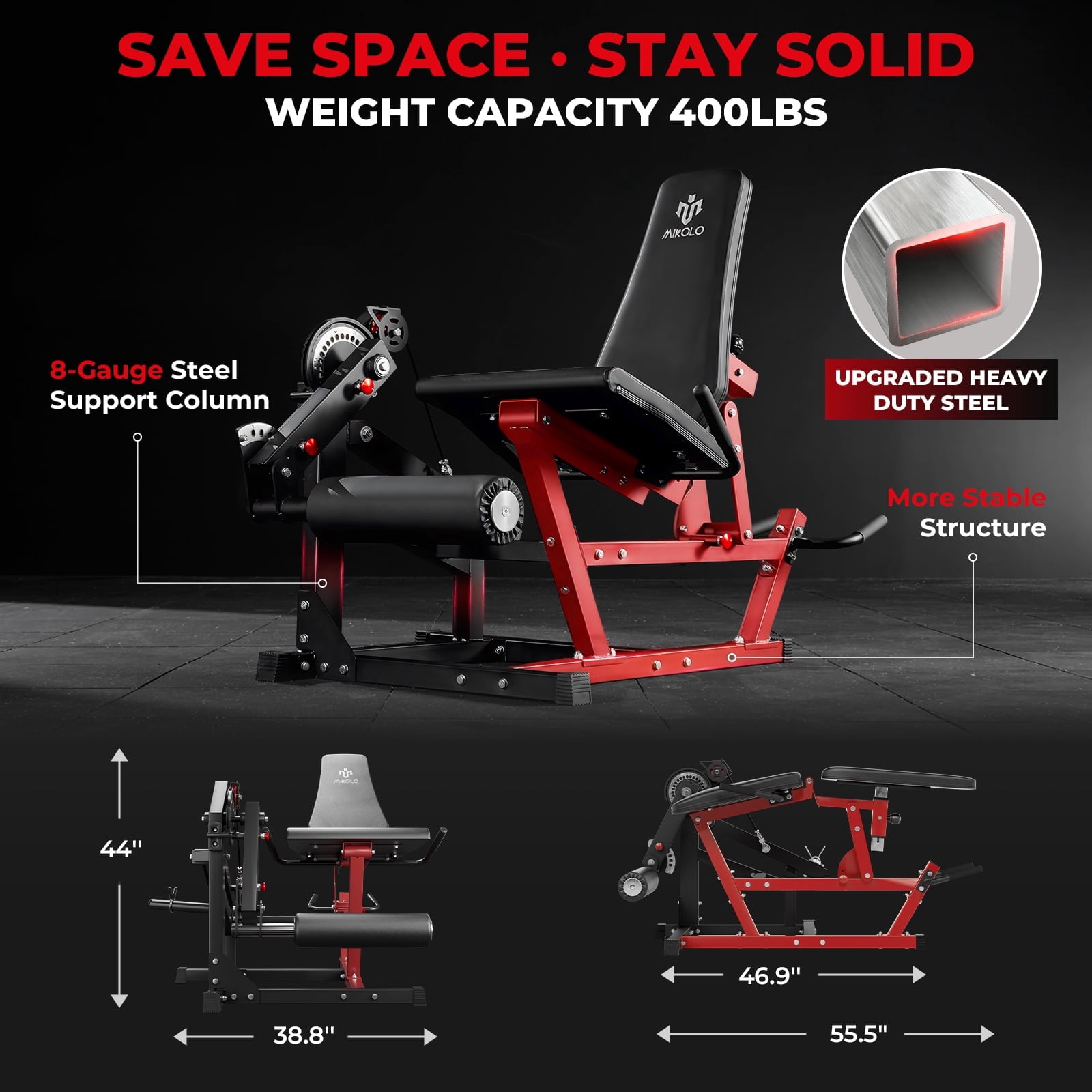 Syedee Leg Extension and Curl Machine, Seated Leg Extension and Lying Curl Machine for Home Gym, Leg Workout with Cable System with 230 Weight Plates