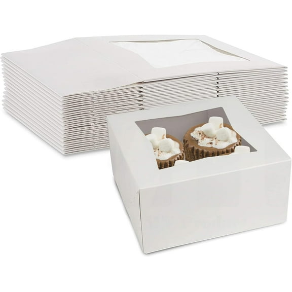 MT Products White Cupcake Box - 6" x 6" x 3" Bakery Boxes - Pack of 200