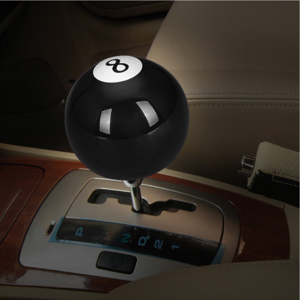 Tebru Black 8 Gear Shift Knob,Universal Black 8 Billiard Ball Round Car