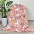 thumbnail image 1 of 60x50 Inch Faux Fur Throw Blanket Queen Size Luminous Flannel Blanket with Christmas Deer And Snowflake Pattern Christmas Luminous Throw Blanket for Couch Bed, Pink, 1 of 5